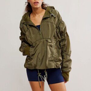 Free People Olive Green Lightweight Anorak Pullover Hoodie